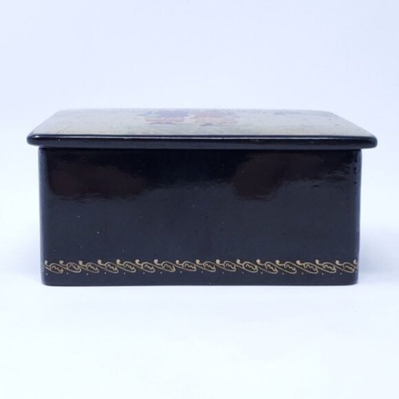 Fedoskino Russian Vintage Lacquer Paper Mache Trinket Box Signed Handmade - Picture 5 of 8